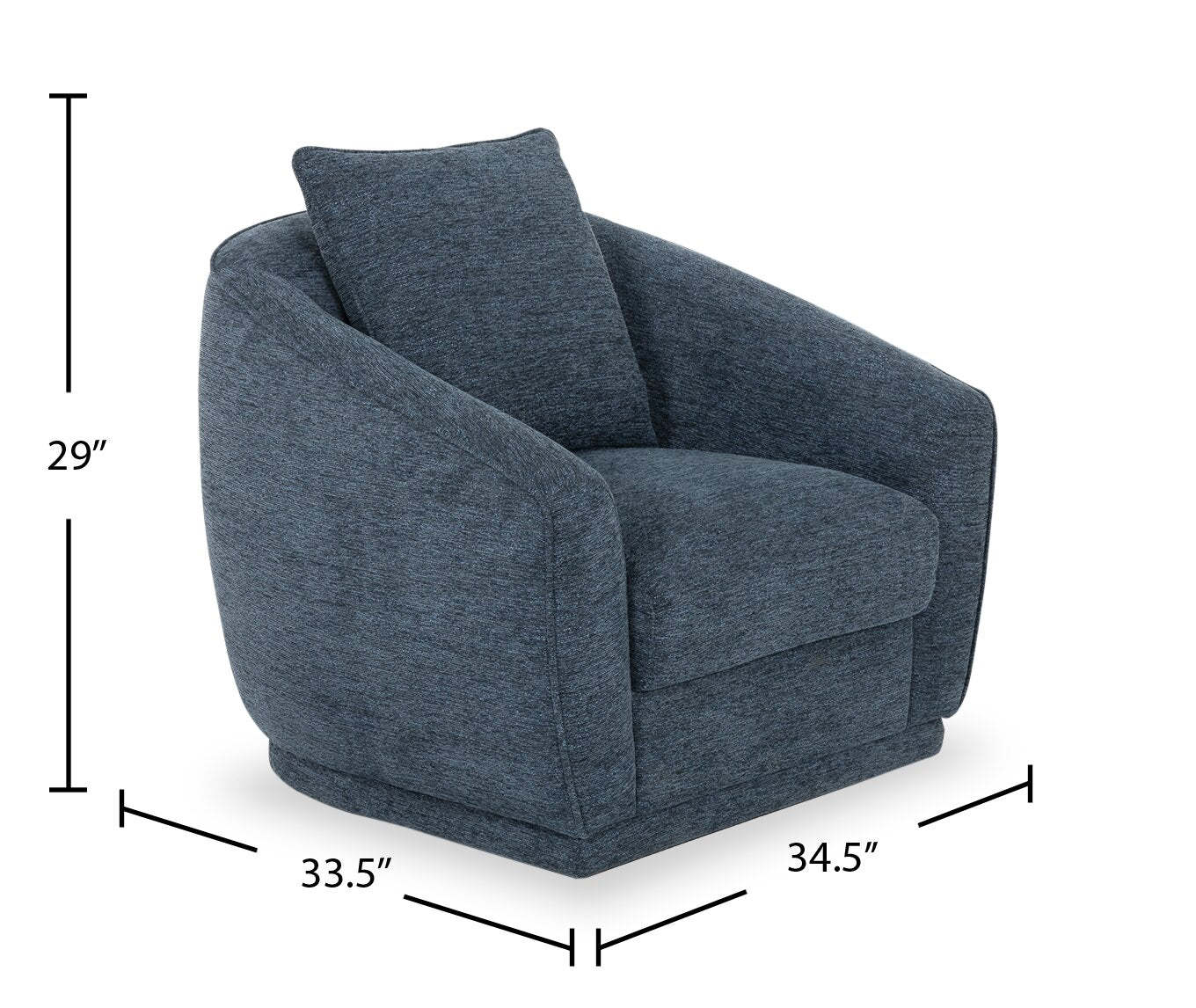 Fauteuil d'appoint pivotant en tissu chenille Rio 34,5 - Bleu | Fauteuil d'appoint pivotant Rio de 34,5 po en tissu chenille - bleu