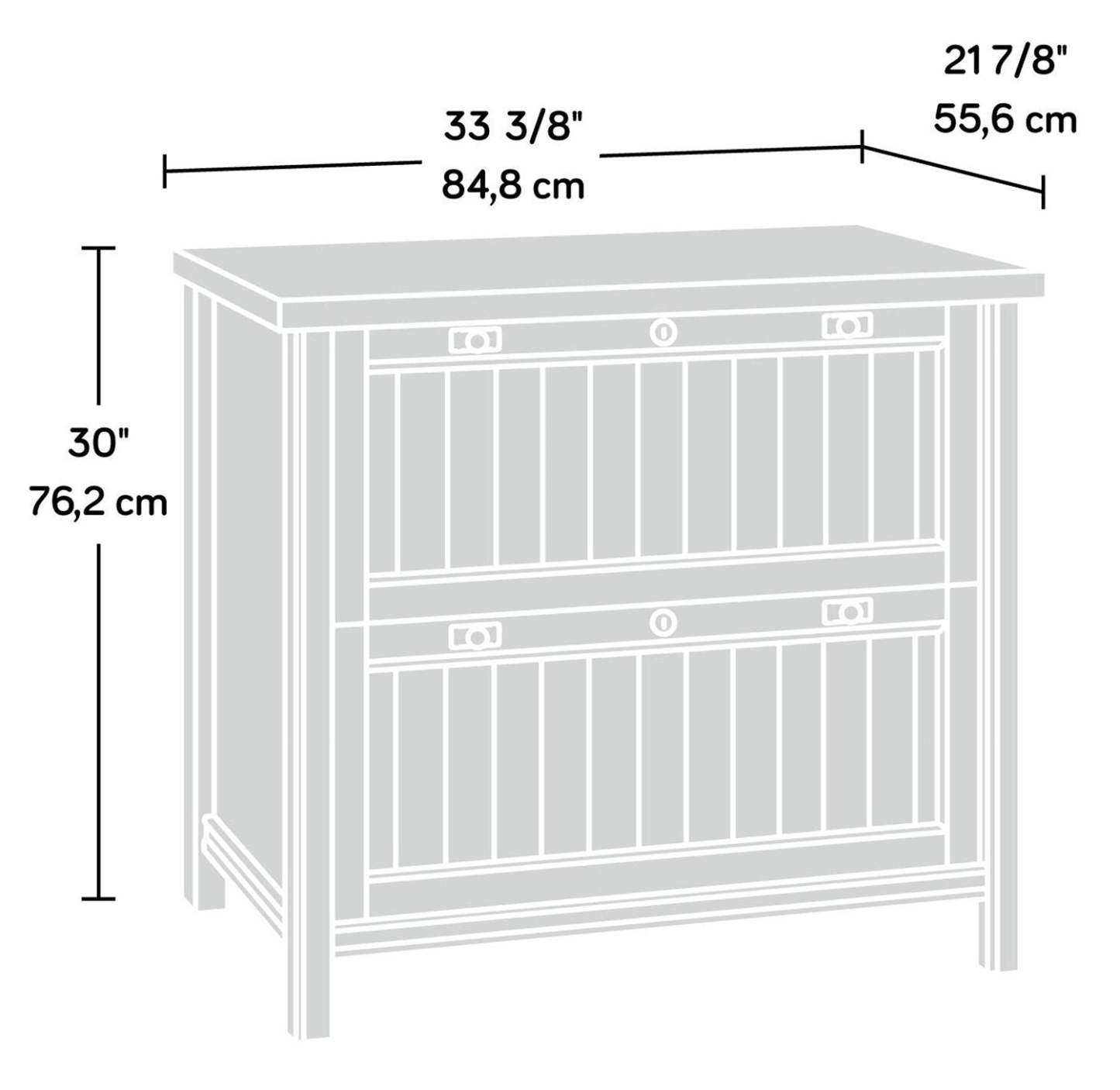 Classeur latéral Retta de 33,39 po à 2 tiroirs - chêne café