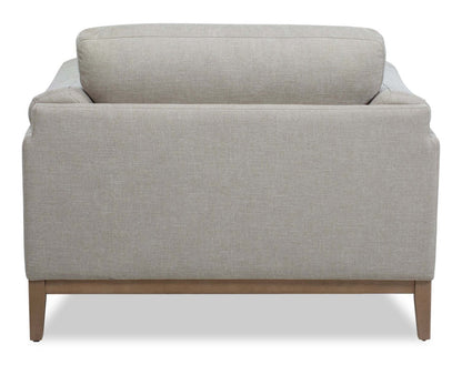 Valley 44 Chaise en tissu avec base et pieds en bois d'hévéa - Sable | Fauteuil Valley de 44 po en tissu avec base et pattes en hévéa - sable