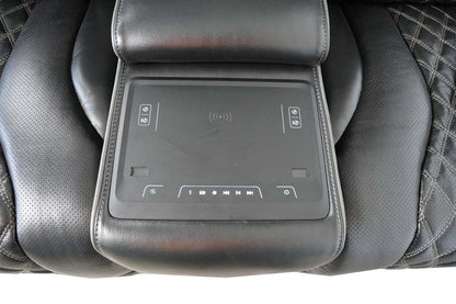 Causeuse de massage à inclinaison électrique Elite de 74 po en cuir avec véritable son immersif et appuie-têtes électriques - noire