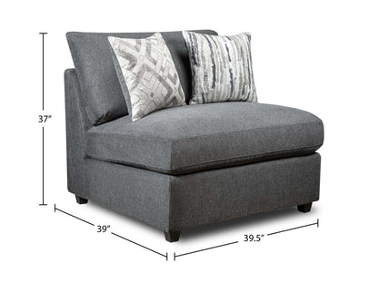 Sofa sectionnel modulaire sans accoudoirs Evolve de Scott Living 5 pièces avec coussins en duvet et plumes - gris anthracite