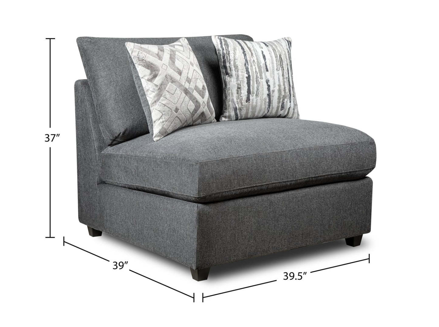 Scott Living Evolve Modular 39.5 Linen-Look Fabric Armless Chair with Feather Down Cushions - Charcoal Grey | Fauteuil modulaire sans accoudoirs Evolve de Scott Living de 39,5 po en tissu d’apparence lin avec coussins en duvet et plumes - gris anthracite