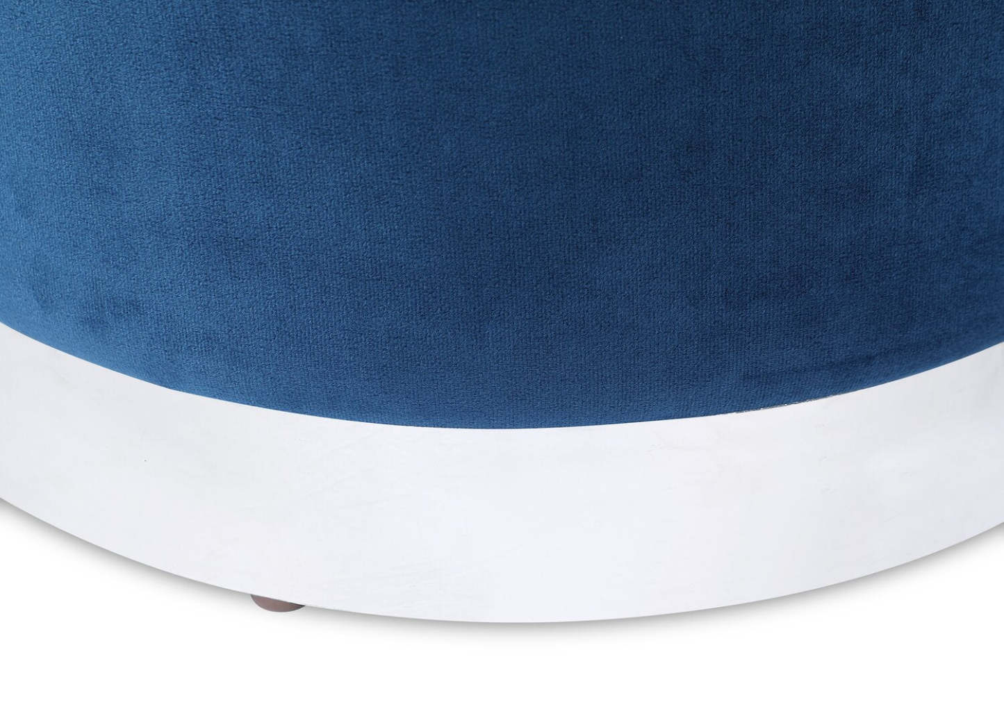 Pouf de rangement Phebe de 16,5 po avec base à bordures argentées - bleu marine
