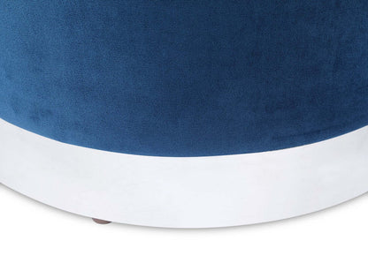Pouf de rangement Phebe de 16,5 po avec base à bordures argentées - bleu marine