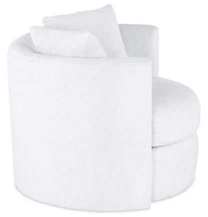 Made in Canada Petite 36 Chenille Fabric Swivel Cuddler Accent Chair - Plush Heaven White | Fauteuil d’appoint pivotant Cuddler Petite de 36 po fabriqué au Canada en tissu de chenille - blanc Plush Heaven