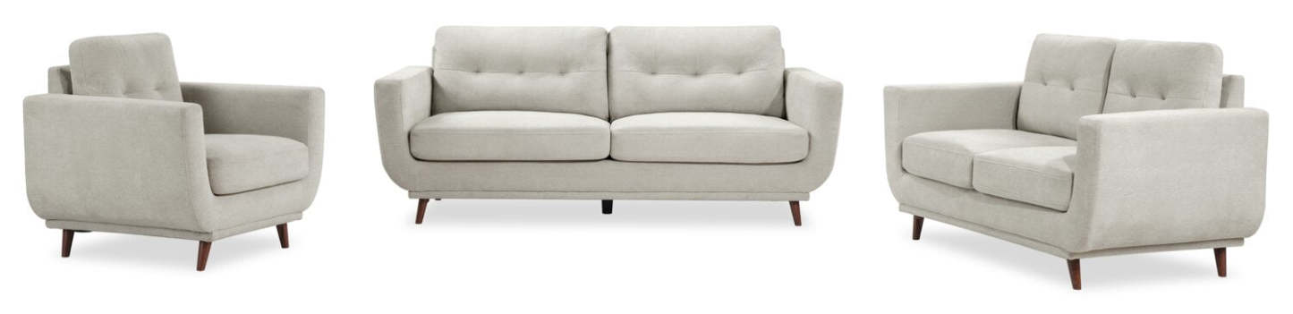 Causeuse en tissu Cosmo 57 avec coussins de dossier capitonnés - Gris | Causeuse Cosmo de 57 po en tissu avec coussins de dossier capitonnés - gris