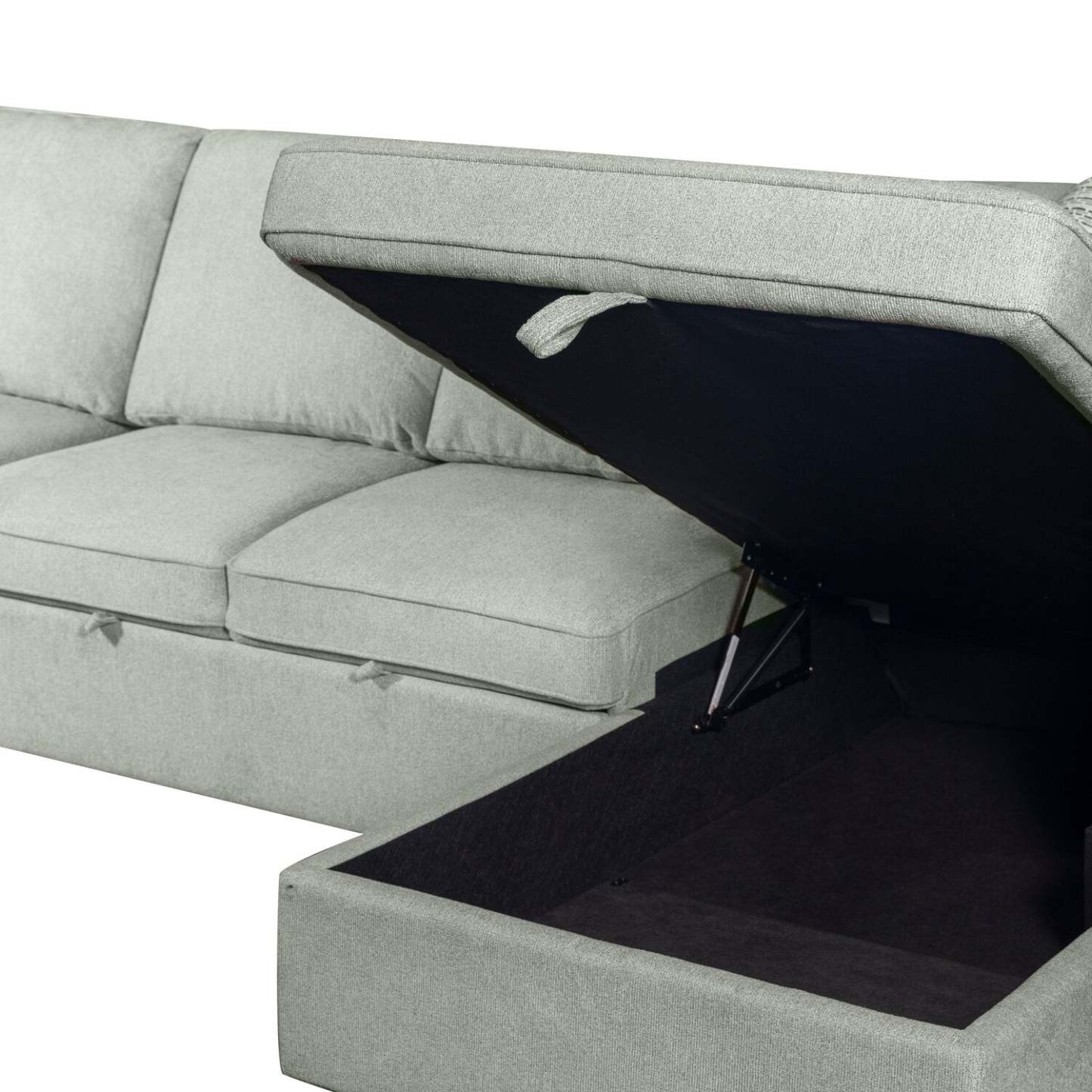 Scott Living Haven 3-Piece Left-Facing Chenille Fabric Cuddler Sleeper Sectional with Storage - Seafoam Blue | Canapé-lit sectionnel enveloppant de gauche Haven de Scott Living 3 pièces en tissu de chenille avec rangement - bleu écume de mer