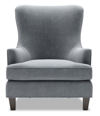 Fauteuil d’appoint à oreilles Sofa Lab personnalisable de 32 po en tissu de velours - gris | Made in Canada Sofa Lab Customizable Wingback 32 Velvet Fabric Accent Chair - Grey | WING2888