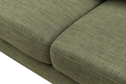 Sofa en tissu d’apparence lin Freeman 88 de Kort & Co. avec base en bois et coussins de dossier capitonnés - vert avocat