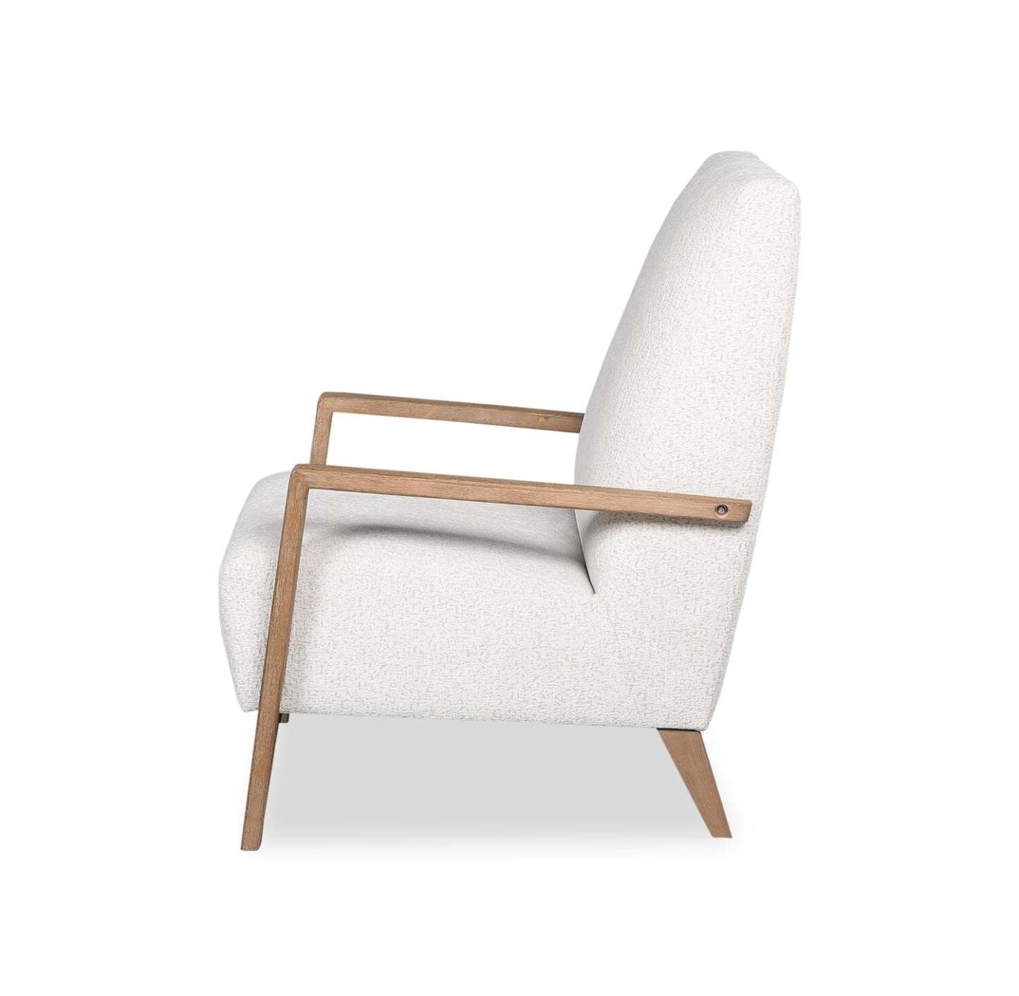 Chaise d'appoint Adley 28 en tissu chenille avec accoudoirs et pieds en bois - Blanc albâtre | Fauteuil d'appoint Adley 28 po en tissu de chenille avec accoudoirs et pattes en bois - blanc albâtre