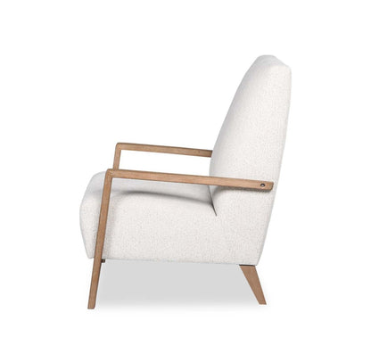 Chaise d'appoint Adley 28 en tissu chenille avec accoudoirs et pieds en bois - Blanc albâtre | Fauteuil d'appoint Adley 28 po en tissu de chenille avec accoudoirs et pattes en bois - blanc albâtre