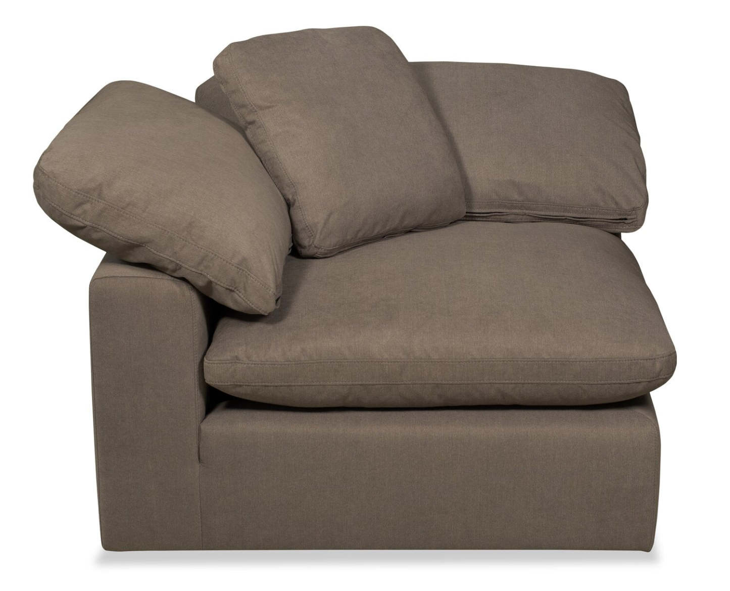 Chaise d'angle Eclipse Modular 43 en tissu d'apparence lin avec coussins réversibles en plumes - Gris ardoise | Fauteuil modulable en coin Eclipse de 43 po en tissu d'apparence lin avec coussins réversibles en couette et plumes - gris ardoise