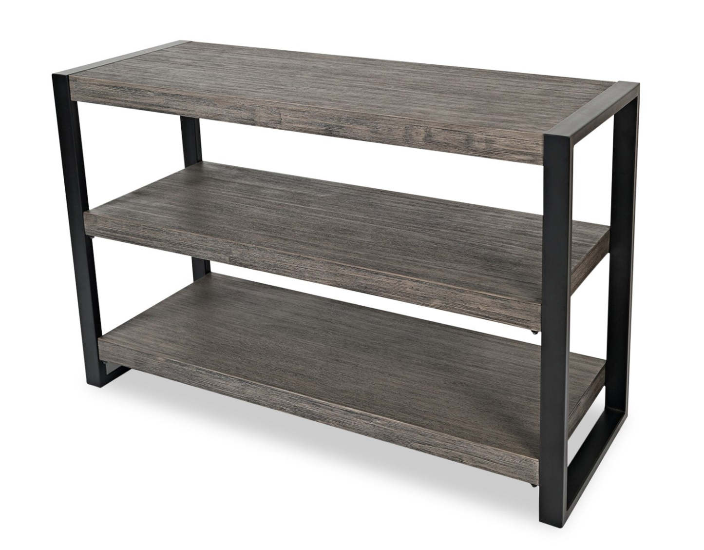 Apex 50 Modern Sofa Table with Shelf - Grey with Black Metal Legs|Table de salon moderne Apex 50 po avec tablette - grise avec pattes en métal noir