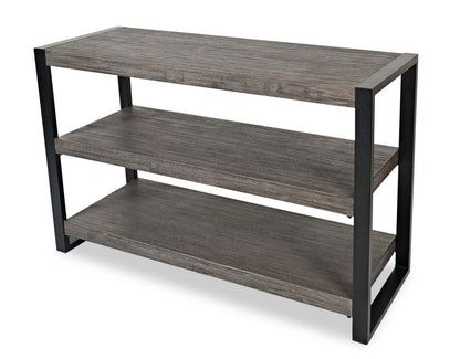 Apex 50 Modern Sofa Table with Shelf - Grey with Black Metal Legs|Table de salon moderne Apex 50 po avec tablette - grise avec pattes en métal noir