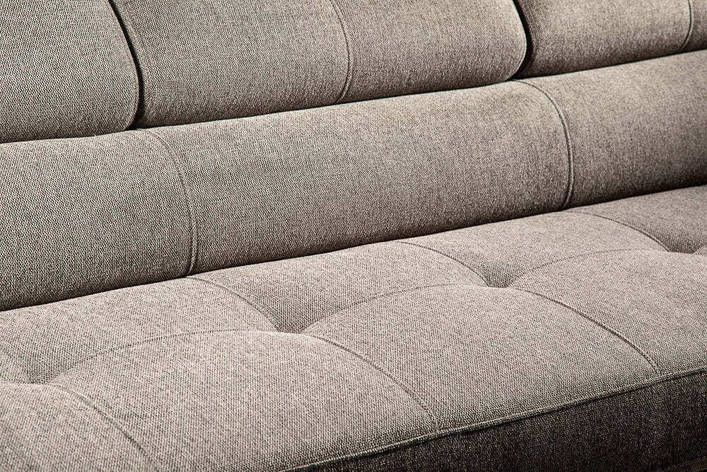 Sofa sectionnel Savvy 5 pièces en tissu d’apparence lin avec appuie-têtes réglables, porte-gobelets et port USB - gris
