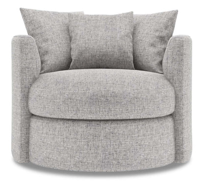 Fauteuil d’appoint pivotant Nest de Sofa Lab de 41 po fabriqué au Canada en tissu d’apparence lin - gris Luna Domino | NEST2191