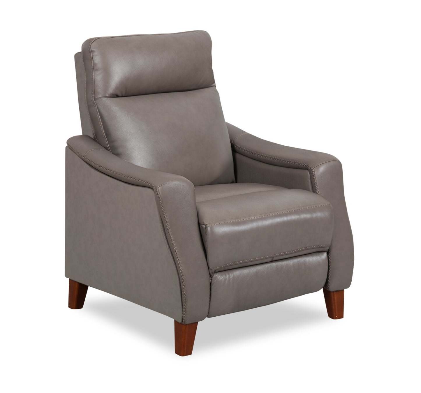 Fauteuil à inclinaison par poussée Natalie de 32,5 po en cuir véritable de qualité supérieure avec pattes en bois - gris