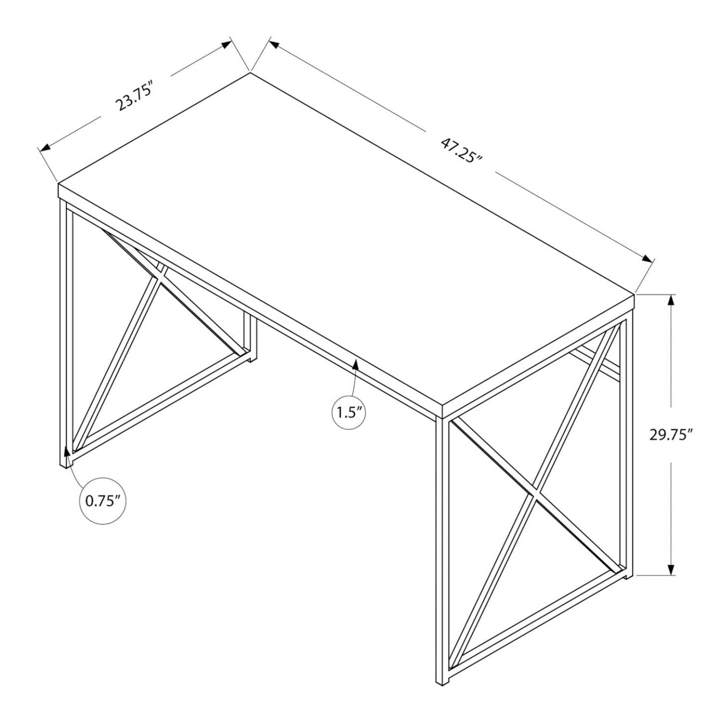 Bureau Paxton 47.25 - Taupe Foncé |Bureau Paxton de 47,25 po - taupe foncé