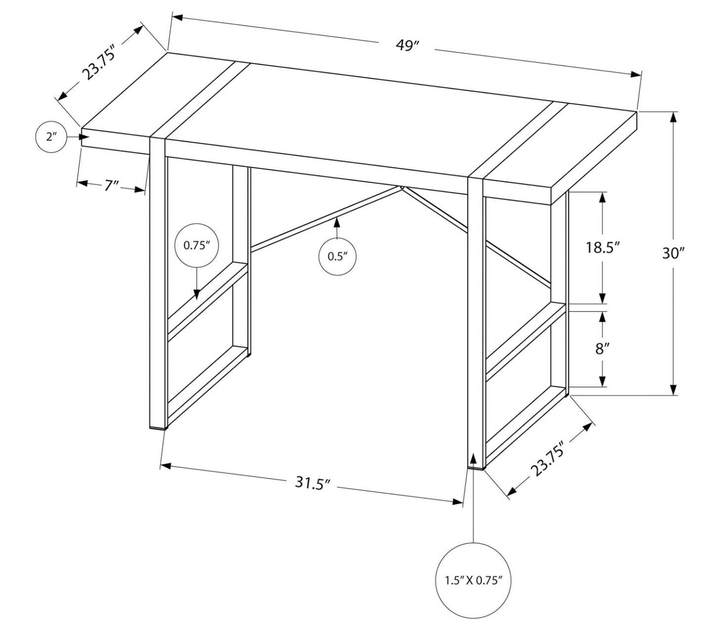 Bureau Avery 49 - Noir