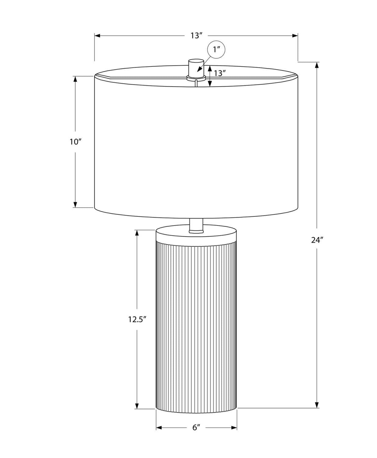 Lampe de table de 24 po béton noir avec touches dorées et abat-jour ivoire