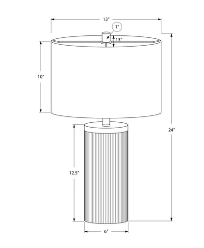 Lampe de table de 24 po béton noir avec touches dorées et abat-jour ivoire