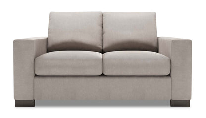 Fabriquée au Canada Causeuse personnalisable Track de Sofa Lab de 62 po en tissu d'apparence lin avec accoudoirs rectilignes - gris Pax Slate | TR203049