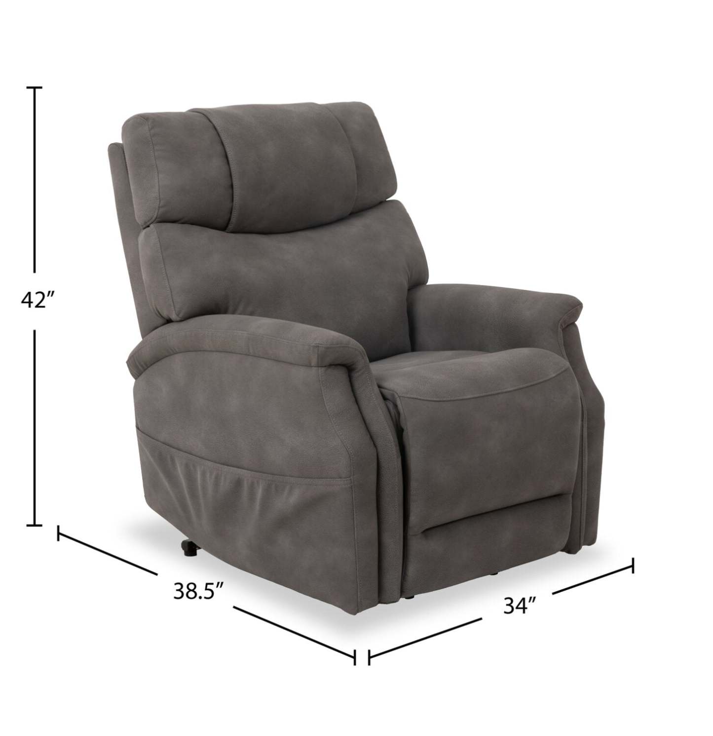 Claire 34 Fauteuil basculeur à inclinaison électrique en tissu d’apparence cuir - gris anthracite