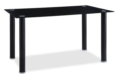 Table à manger Onyx avec plateau en verre, 55 W - Noir | Table de salle à manger Onyx de 55 po (L) avec dessus en verre - noire