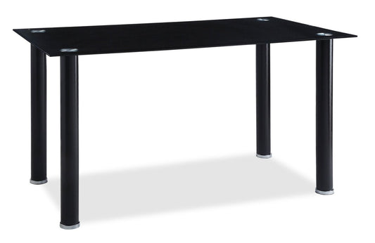 Table à manger Onyx avec plateau en verre, 55 W - Noir | Table de salle à manger Onyx de 55 po (L) avec dessus en verre - noire