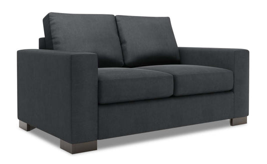 Fabriquée au Canada Causeuse personnalisable Track de Sofa Lab de 62 po en tissu d’apparence lin avec accoudoirs rectilignes - gris Pax Pepper | TR202949