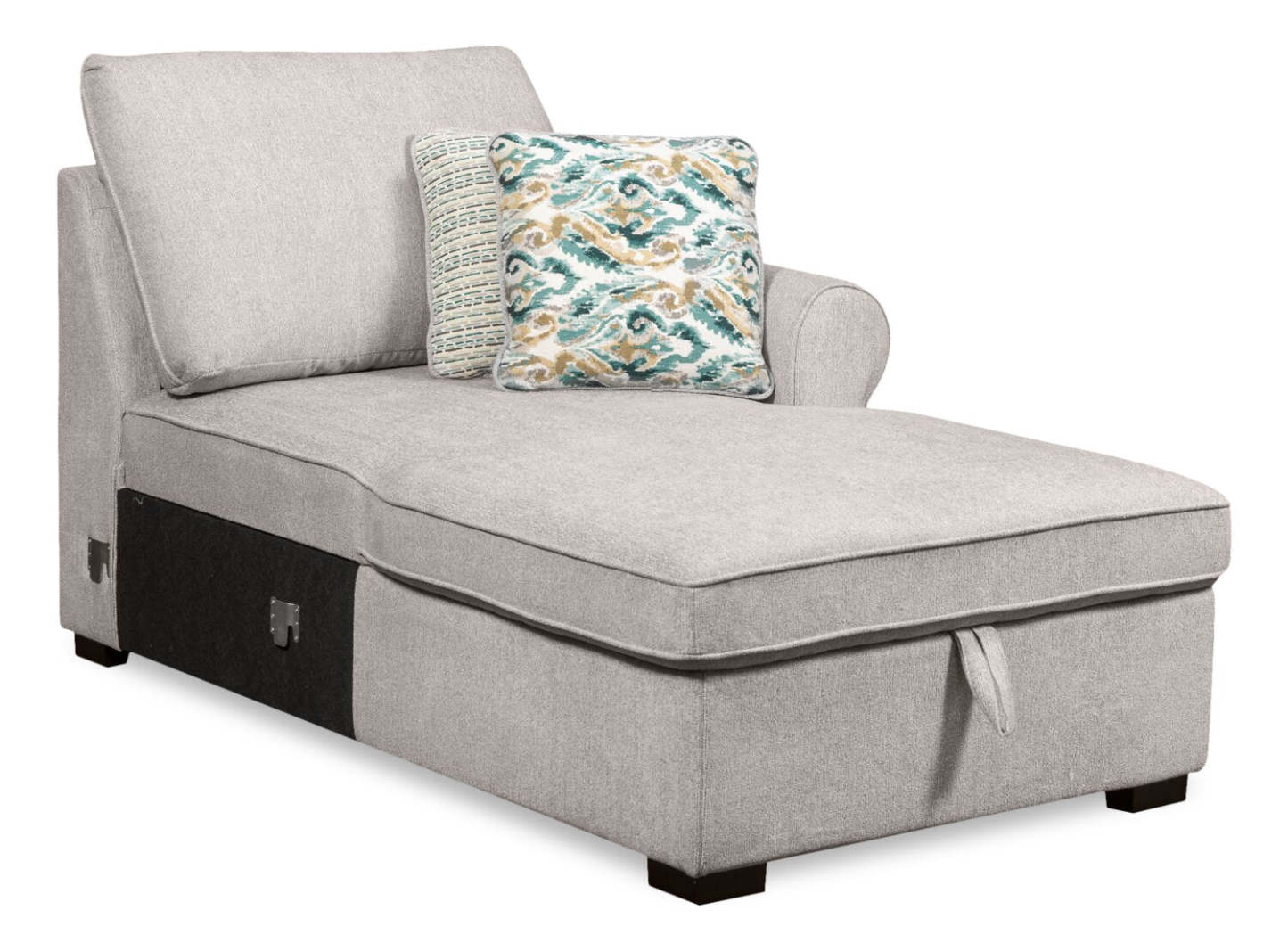 Scott Living Haven 3-Piece Left-Facing Chenille Fabric Cuddler Sleeper Sectional with Storage - Grey | Canapé-lit sectionnel enveloppant de gauche Haven de Scott Living 3 pièces en tissu de chenille avec rangement - gris