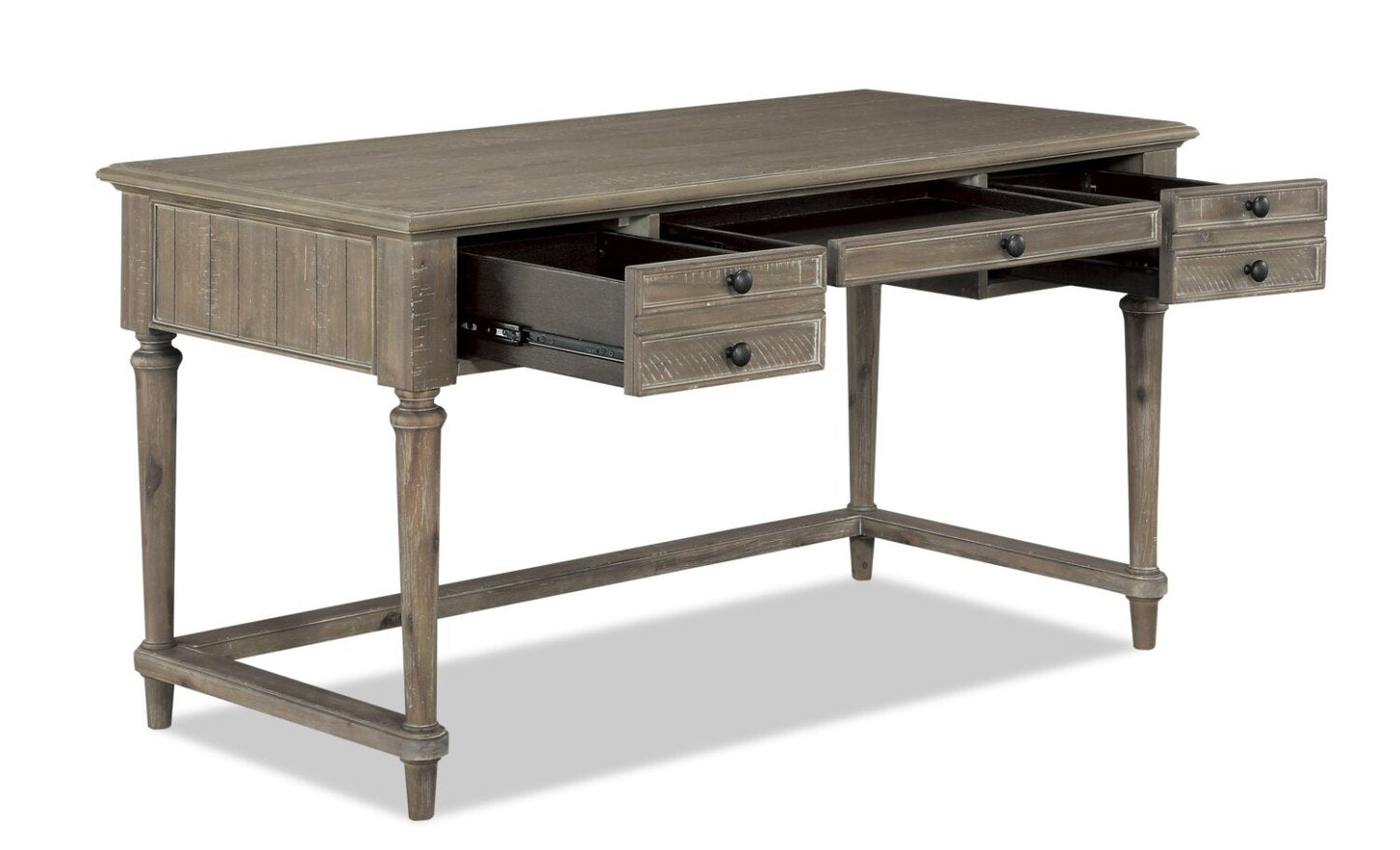 Winston 58 Writing Office Desk with 3-Drawers - Light Brown Driftwood|Bureau de travail Winston de 58 po à 3 tiroirs - bois de grève brun clair