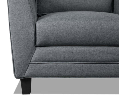 Chaise Novalee 35 en tissu d'apparence lin avec accoudoirs évasés et capitonnage de boutons - Gris | Fauteuil Novalee de 35 po en tissu d'apparence lin avec accoudoirs évasés et capitonnage à boutons - gris