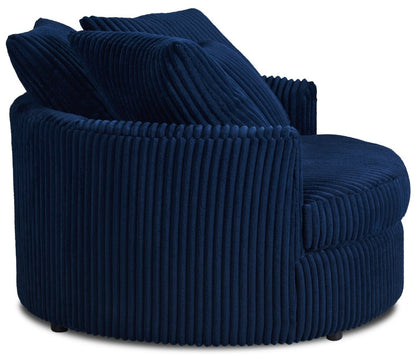 Fauteuil d'appoint Cuddler Grande de 48 po fabriqué au Canada en tissu chenille - bleu Groove Midnight