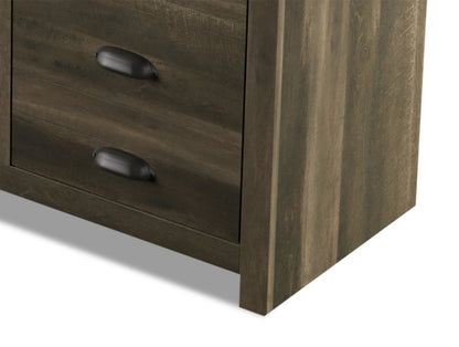 Haven 64 Meuble pour téléviseur rustique avec foyer électrique, rangement et système de gestion des câbles pour téléviseurs jusqu'à 70 po - brun