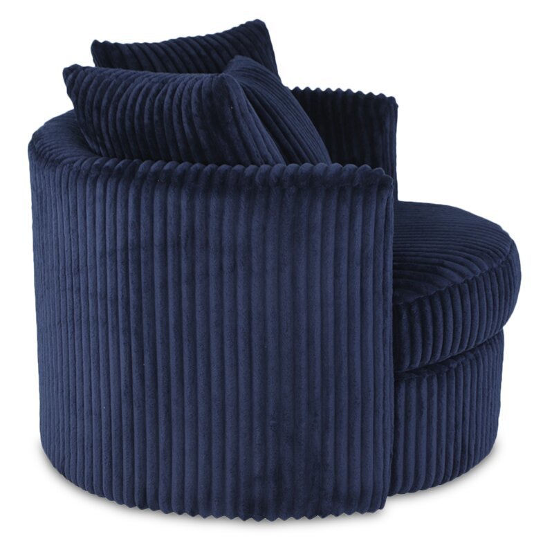 Fauteuil d'appoint pivotant Cuddler Midi de 42 po fabriqué au Canada en tissu chenille - bleu Groove Midnight