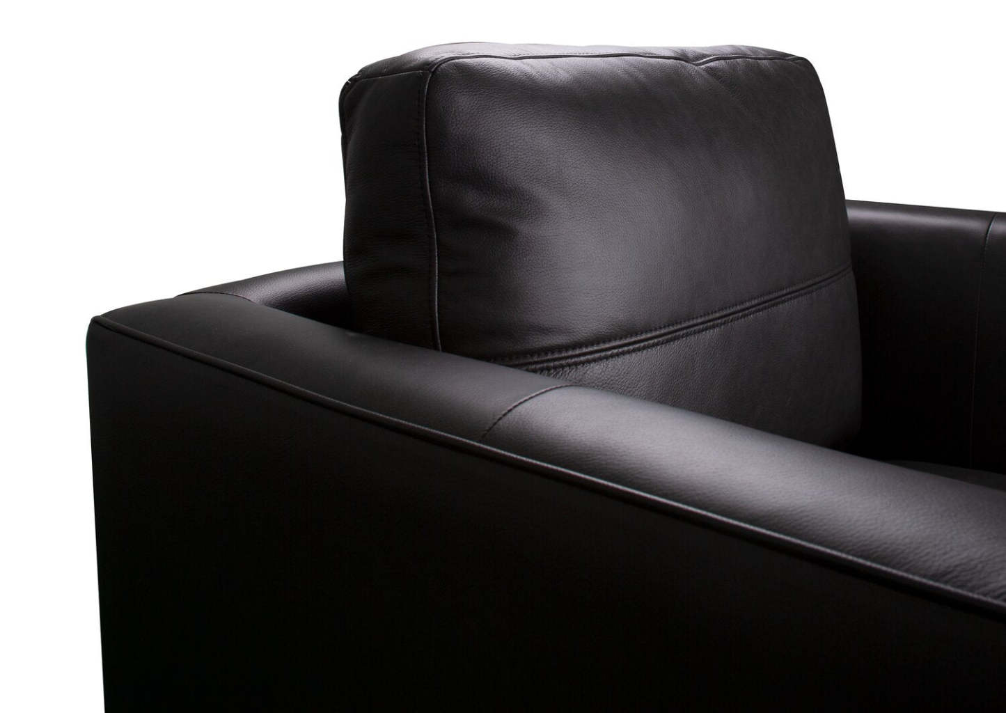 Chaise Melrose 36,5 en cuir véritable de première qualité avec pieds en métal - Noir | Fauteuil Melrose de 36,5 po en cuir de qualité supérieure avec pattes en métal véritable - noir