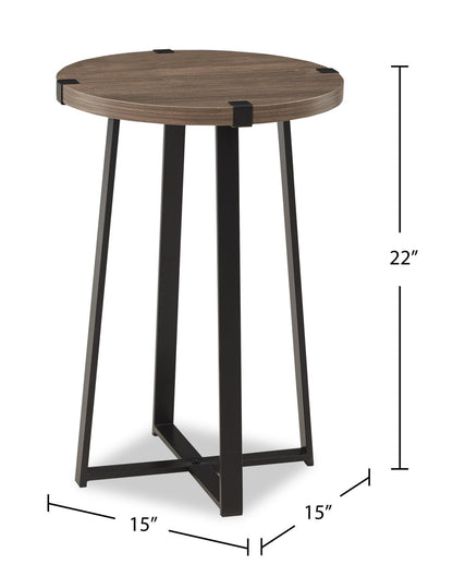 Table de fauteuil Pauly de 15 po avec dessus d’apparence bois - noisette