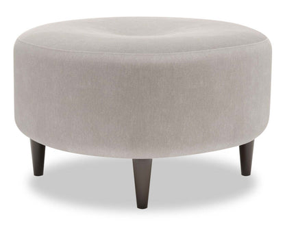 Fabriqué au Canada Sofa Lab personnalisable Pouf The Curve 31 en tissu d'apparence lin - Pax gris ardoise | Pouf The Curve de Sofa Lab de 31 po fabriqué au Canada en tissu d'apparence lin - gris Pax Slate | CURV3049