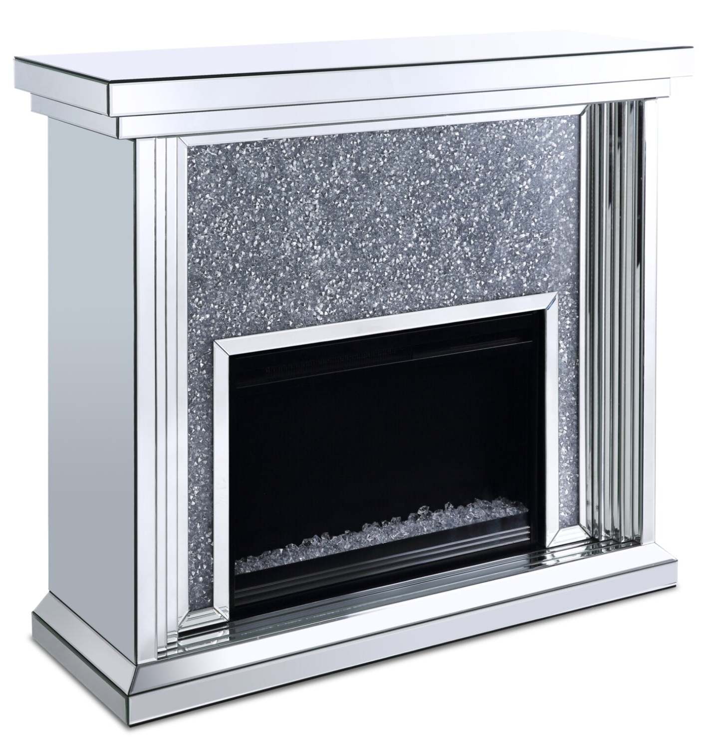Flint 47.4 Glam Electric Fireplace - Silver and Glass|Foyer électrique somptueux Flint de 47,4 po - argenté et verre