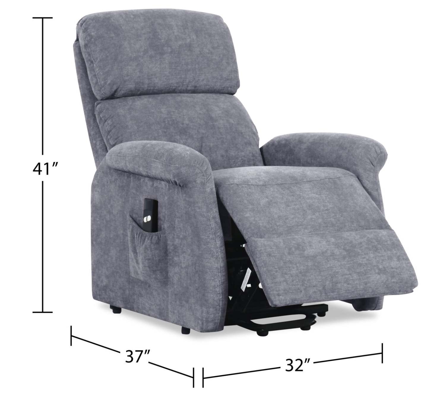 Fauteuil basculeur à inclinaison électrique Ruben de 32 po en tissu chenille - gris