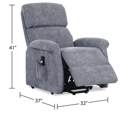 Fauteuil basculeur à inclinaison électrique Ruben de 32 po en tissu chenille - gris