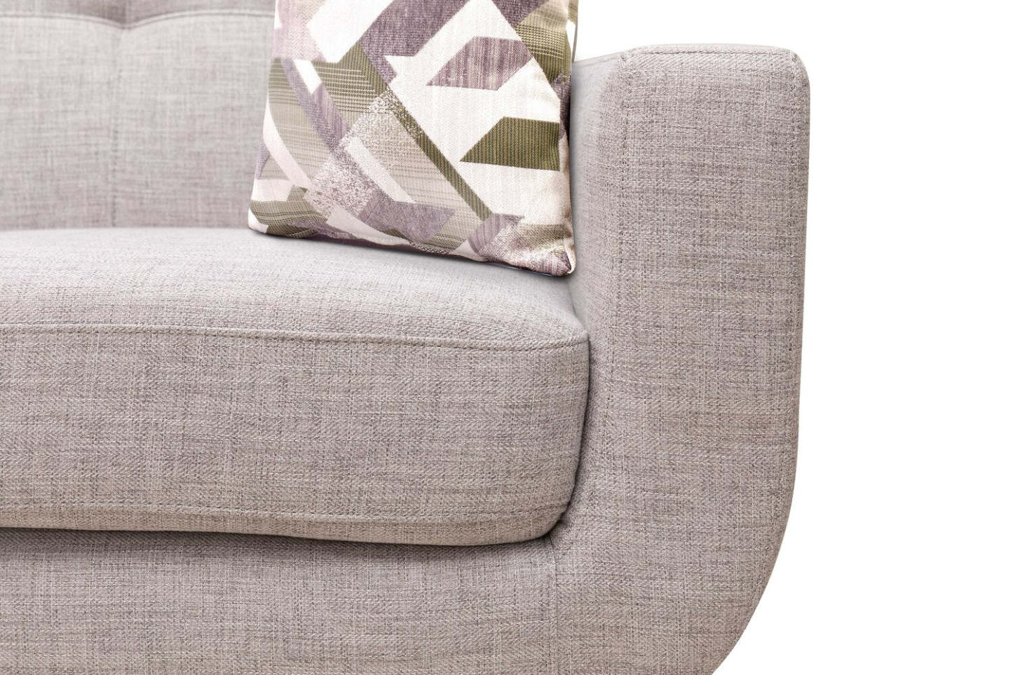 Sofa en tissu d’apparence lin Freeman 88 de Kort & Co. avec base en bois et coussins de dossier capitonnés - blanc colombe | Sofa Freeman Kort & Co. de 88 po en tissu d’apparence lin avec pattes en bois et coussins de dossier capitonnés - blanc colombe