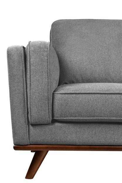 Sofa Kassia de Kort & Co. de 90,6 po en tissu d’apparence lin avec base et pattes en bois - gris