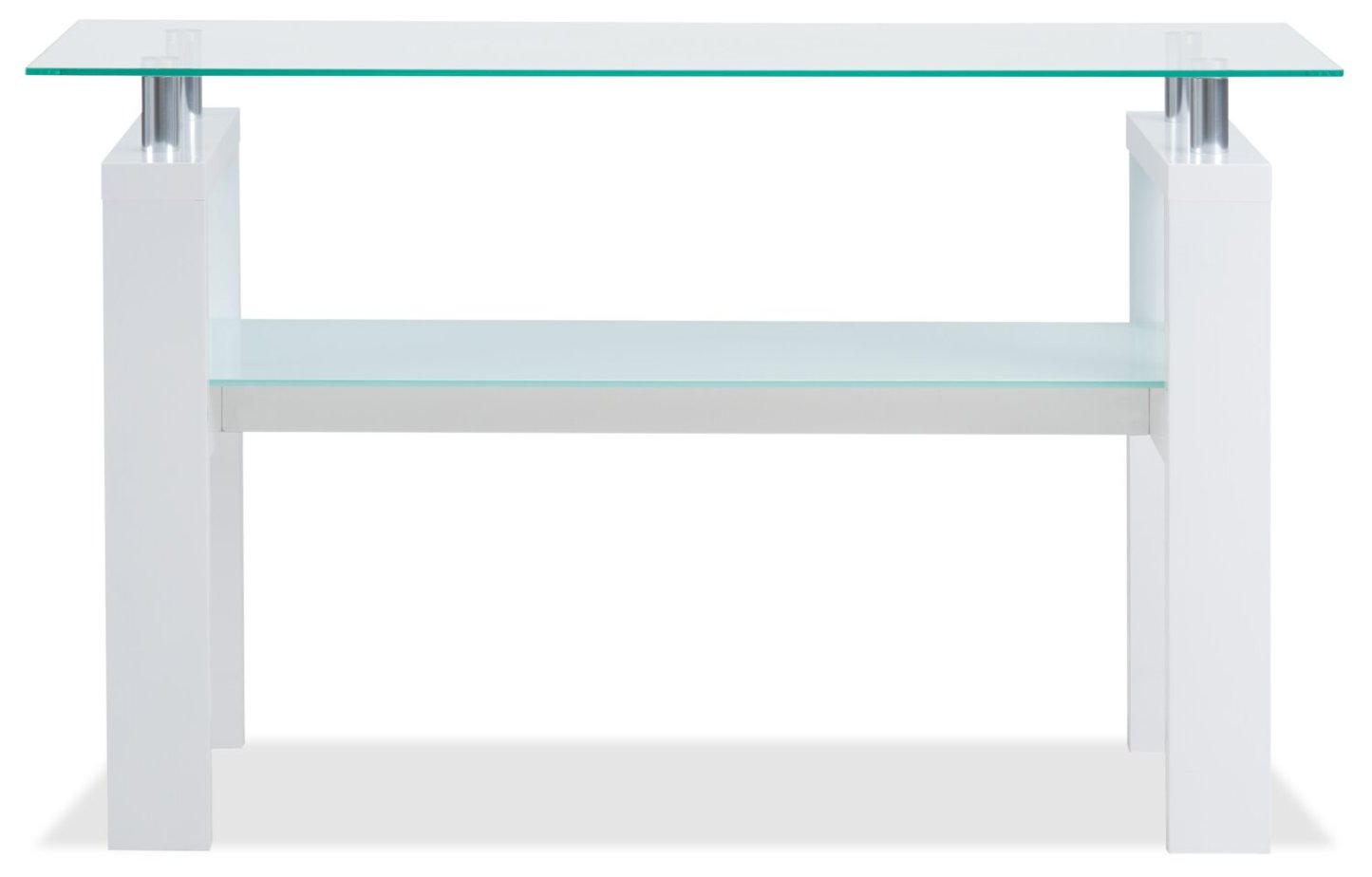 Harvy 50 Modern Glaass Top Sofa Table with Shelf - White |Table de salon moderne Harvy de 50 po avec dessus en verre et tablette - blanche