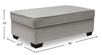 Made in Canada Verona 44 Linen-Look Fabric Storage Ottoman - Beige | Pouf de rangement Verona de 44 po fabriqué au Canada en tissu d’apparence lin - beige