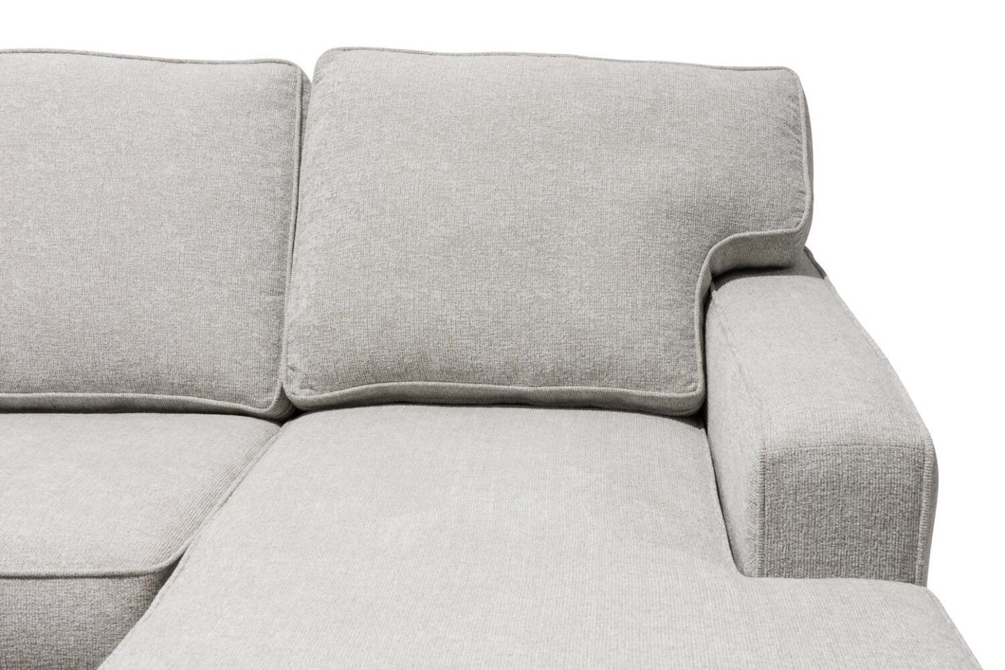 Fabriqué au Canada, canapé sectionnel de droite Vérone 2 pièces en tissu d'apparence lin avec coussins amovibles - beige