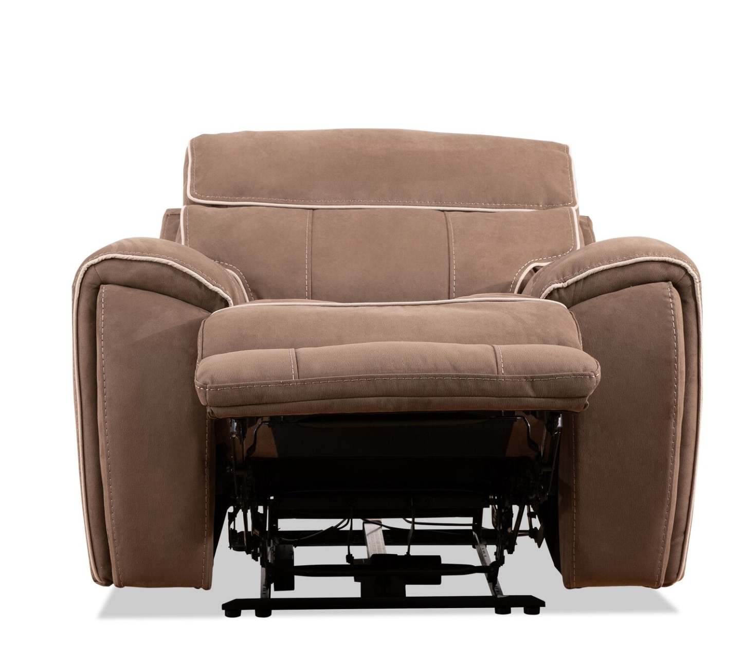 Cindy Crawford Home Newport 43 Fauteuil à inclinaison électrique en suédine avec appuie-tête électrique - taupe