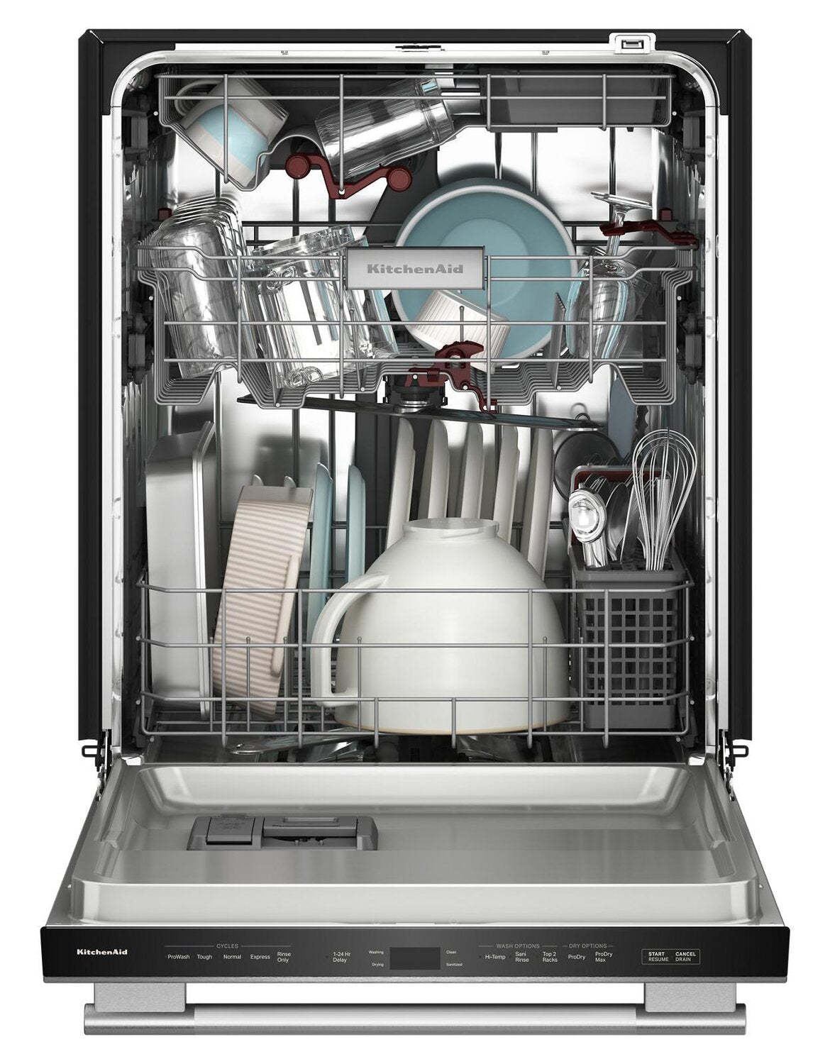 Lave-vaisselle KitchenAid de 24 po et de 44 dBA avec troisième panier 360° Max JetsMC - acier inoxydable PrintShieldMC - KDTS424SPS
