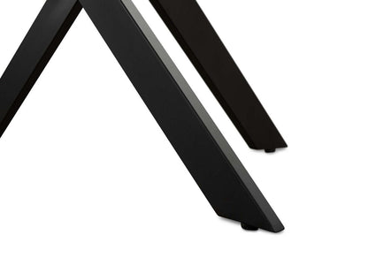 Zoe Dining Table with Glass Top, Metal Geometric Base, 47W Round - Black | Table de salle à manger ronde Zoe de 47 po (L) avec dessus en verre et base géométrique en métal - noire